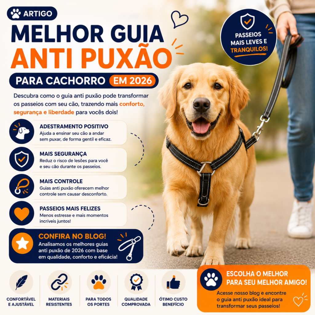 🐶 Melhor guia anti puxão para cachorro em 2026